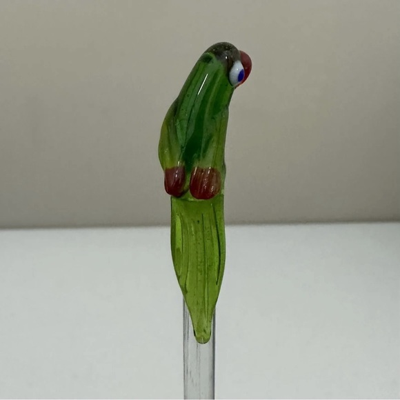 Hand Blown Glass Tropical Birds Bar Stir Swizzle Sticks Drink Stirrers Set Of 3 - Picture 8 of 10